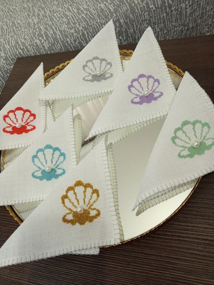 Nakışlı Çiçek Desenli 6 lı kahve sunum peçetesi - Görsel 2