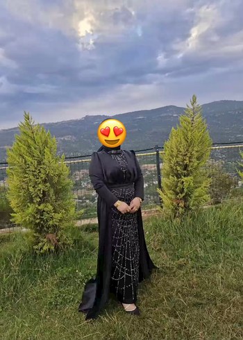 Uzun Siyah Gotik Drape Detaylı Abiye Elbise