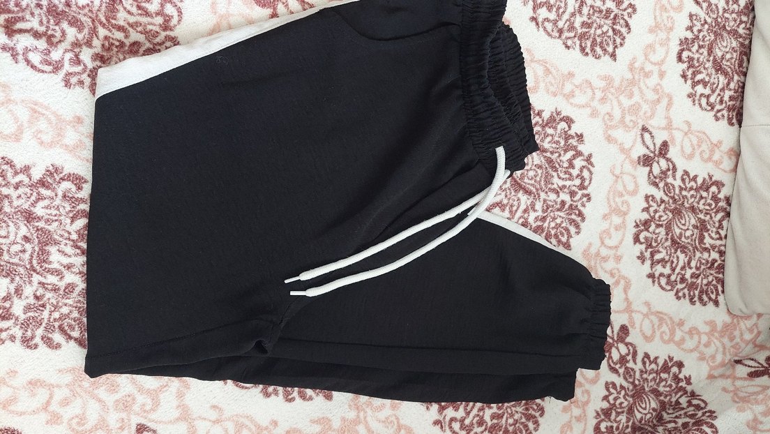 Siyah Yan Şeritli Rahat Kadın Eşofman - Görsel 2