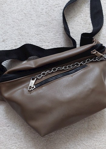 Zincir Detaylı Kahverengi Deri Kadın Çapraz Çanta - Görsel 2