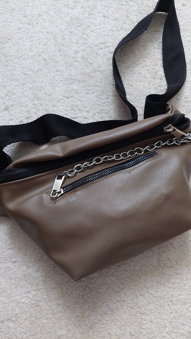 Zincir Detaylı Kahverengi Deri Kadın Çapraz Çanta - Görsel 2