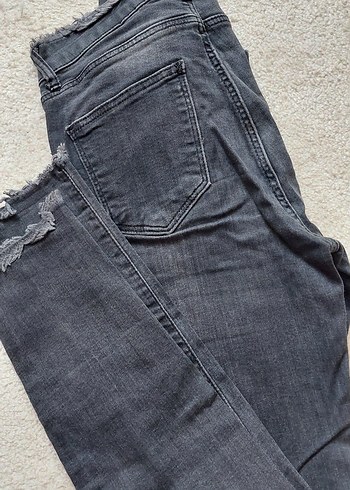 Gri Normal Boy Slim Kesim Kadın Kot Pantolon - Görsel 2