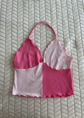 Detaylı Pembe Askılı crop