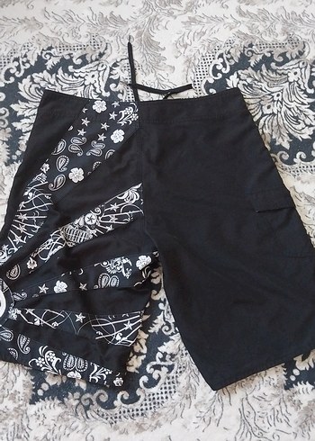 Desenli Siyah Erkek Mini Şort - Görsel 6