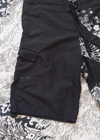 Desenli Siyah Erkek Mini Şort - Görsel 2