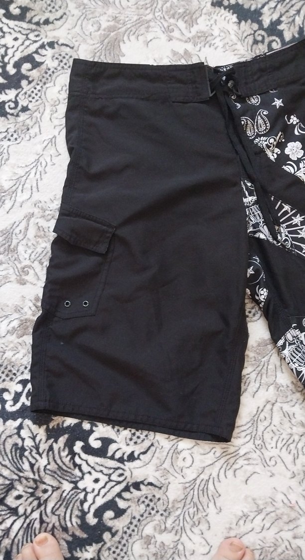 Desenli Siyah Erkek Mini Şort - Görsel 2