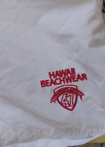 Beyaz Erkek Mini Şort - Renkli Şeritli Bel ölçümü 54 cm - Görsel 5