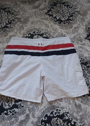 Beyaz Erkek Mini Şort - Renkli Şeritli Bel ölçümü 54 cm - Görsel 6