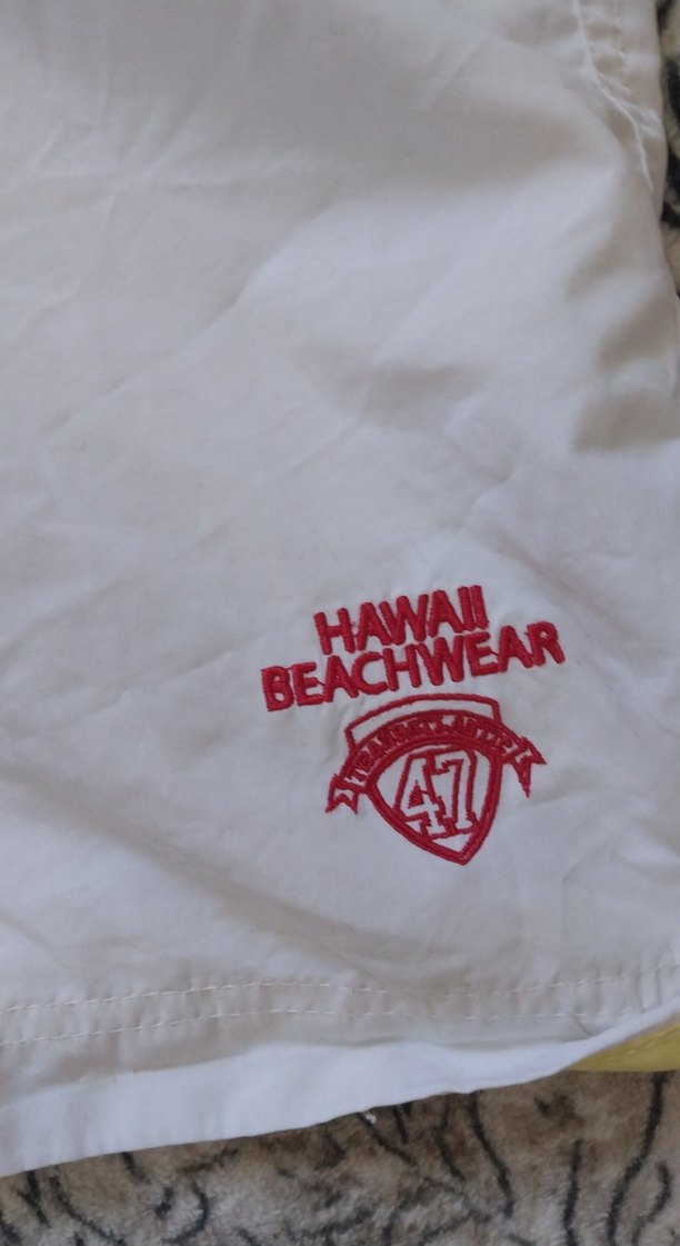 Beyaz Erkek Mini Şort - Renkli Şeritli Bel ölçümü 54 cm - Görsel 5