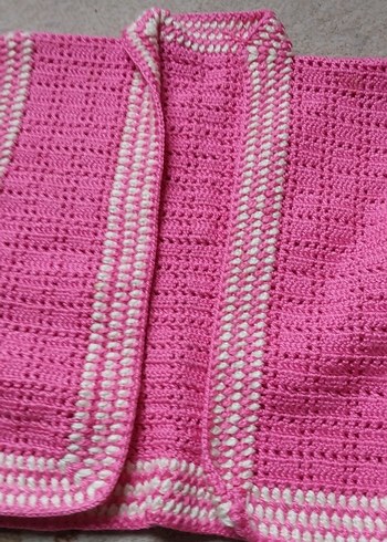 Pembe Bohem Örgü Kız Yeleği - Görsel 2