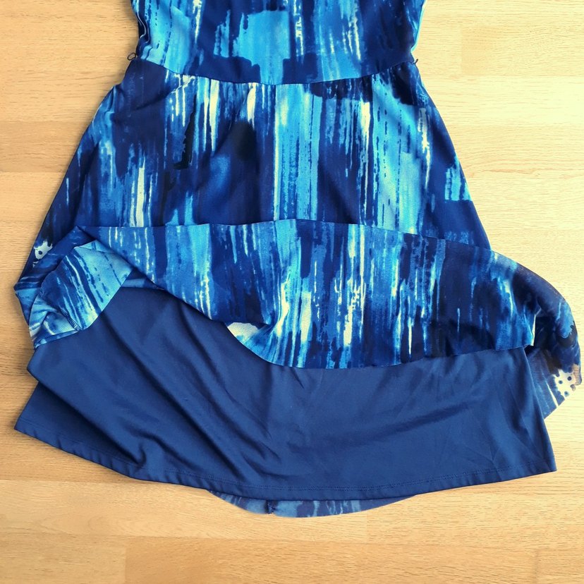 Mavi Yüksek Yakalı Midi Elbise - Görsel 4