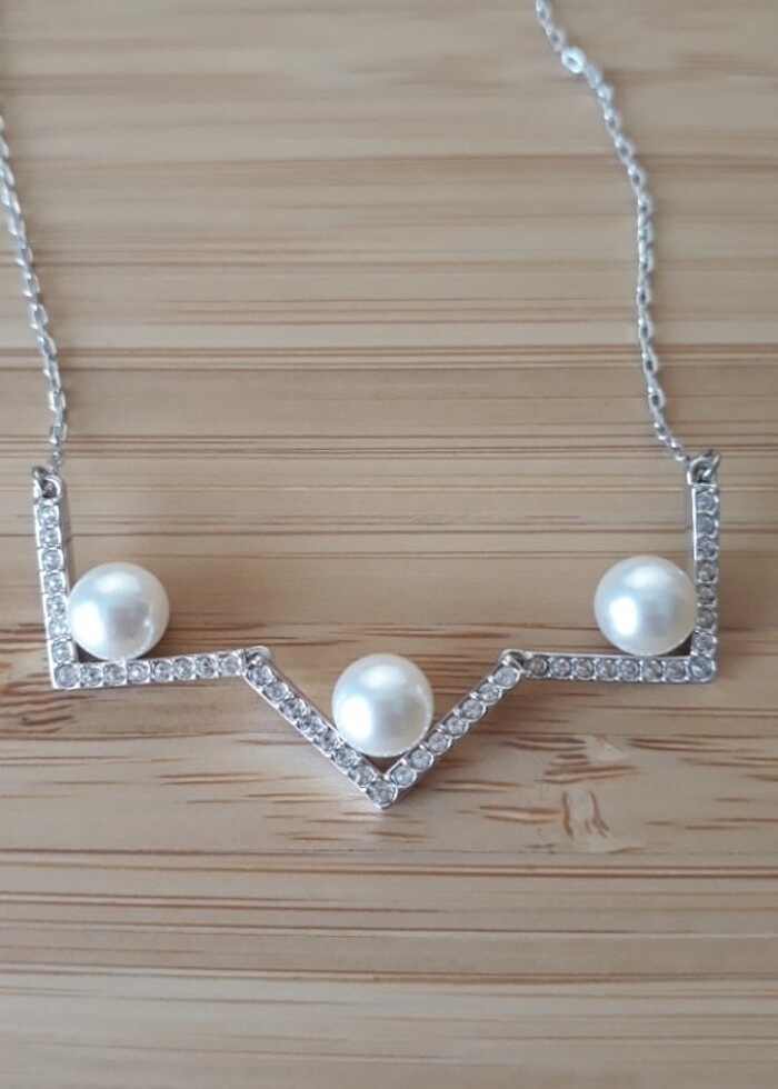 Swarovski İncili Kristal Kolye - Görsel 2