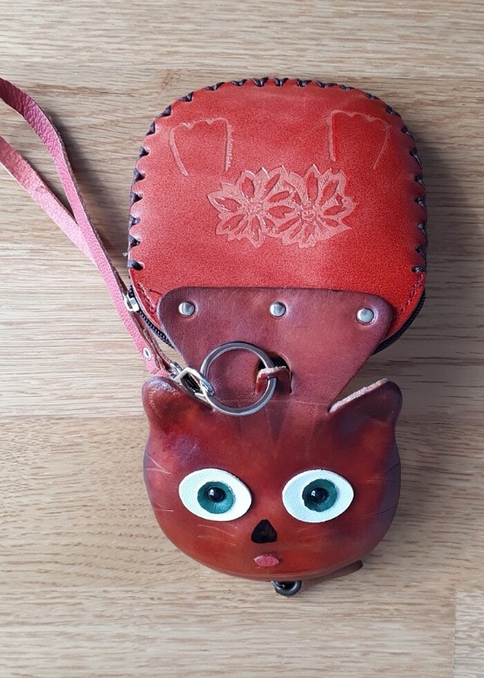 Elişi Deri Kedi Çanta - Görsel 5