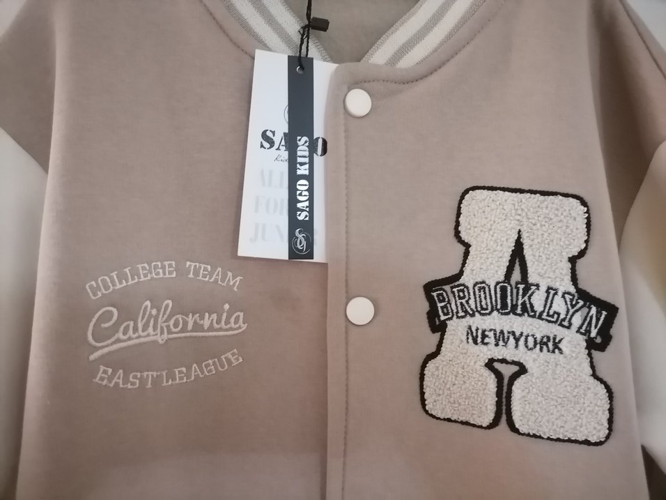 Bej Nakışlı, Çıtçıtlı, Uzun Kollu Unisex  Ceket - Görsel 2