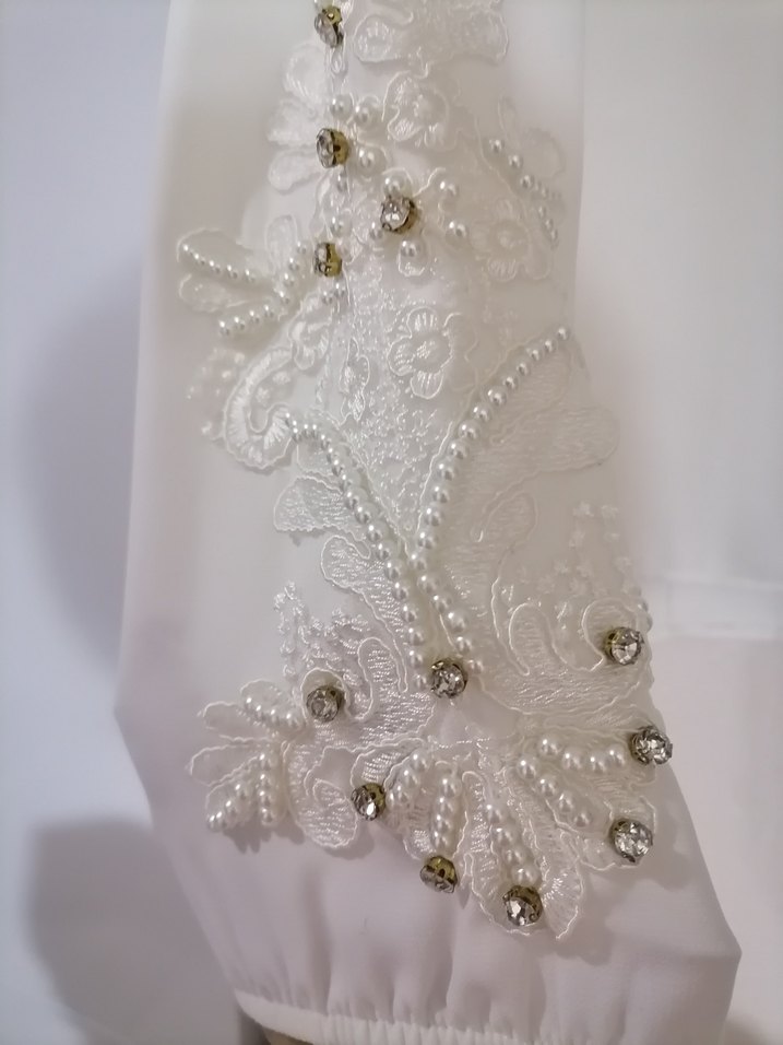 İnci Detaylı Ekru Kadın Gömlek - Görsel 2