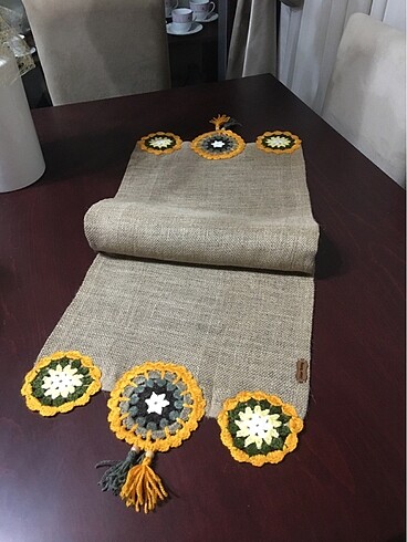 English Home Mandala motifli jüt çuval runner