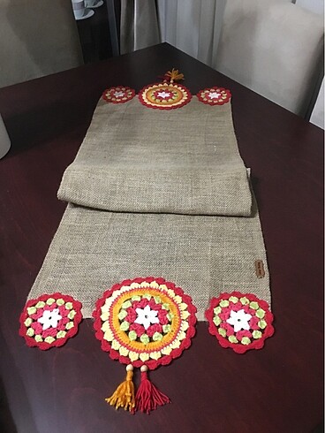 English Home Mandala motifli jüt çuval runner