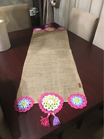 English Home Mandala motifli jüt çuval runner