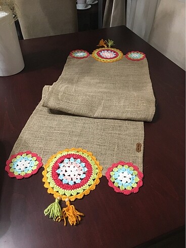 English Home Mandala motifli jüt çuval runner