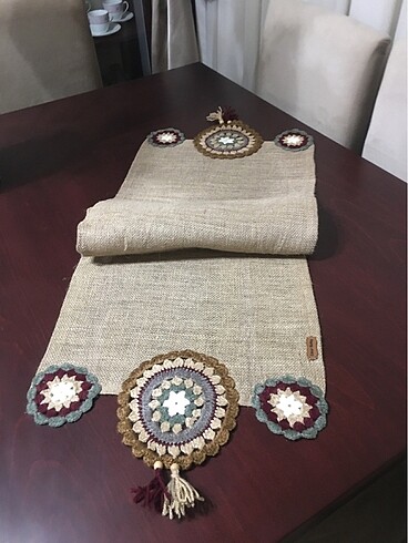 English Home Mandala motifli jüt çuval runner