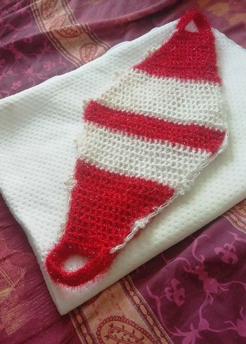 Parlak simli Banyo için sırt kese el örgüsü, sıfır ürün, 75 TL