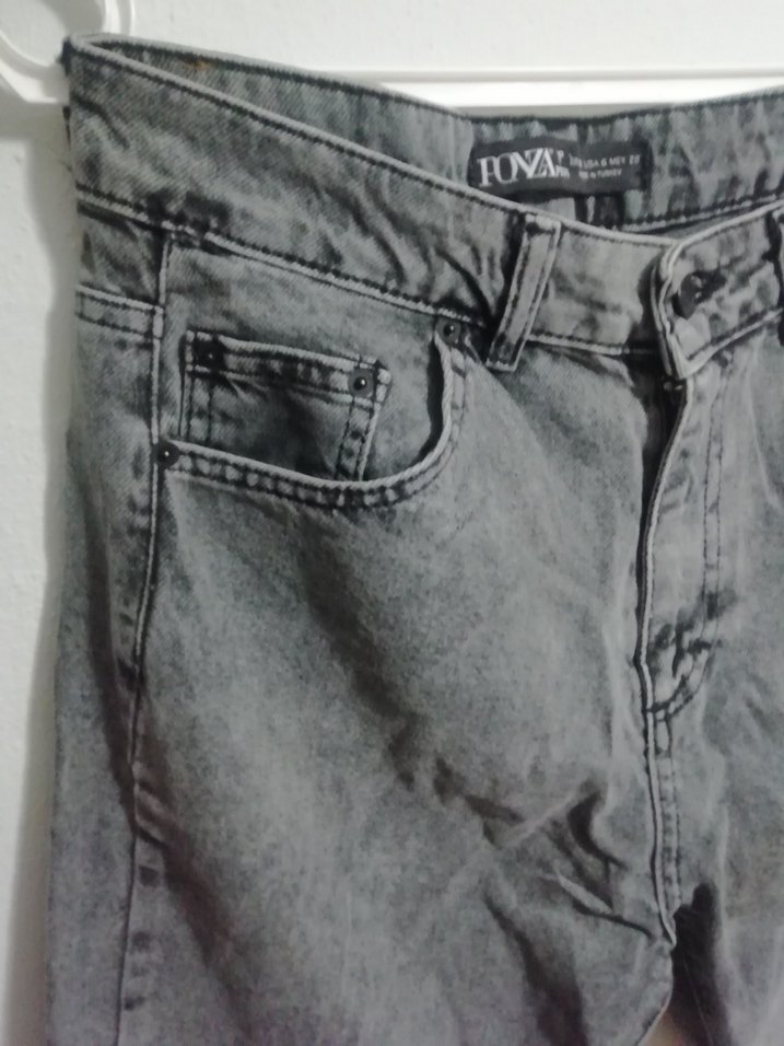 Gri Yüksek Bel Salaş Kadın Kot Pantolon ponza plus, 100TL - Görsel 3