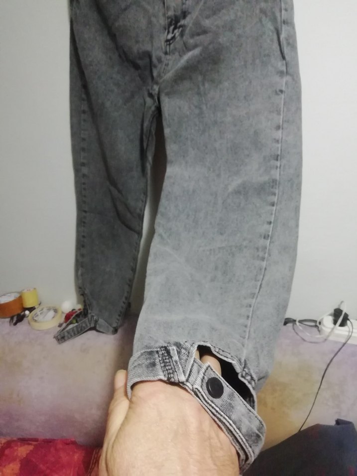 Gri Yüksek Bel Salaş Kadın Kot Pantolon ponza plus, 100TL - Görsel 5