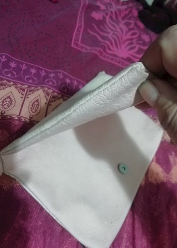 Düğmeli Beyaz Nakışlı Bohem Kadın Portföy Çanta, 40 TL - Görsel 8