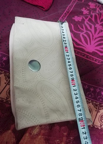 Düğmeli Beyaz Nakışlı Bohem Kadın Portföy Çanta, 40 TL - Görsel 10