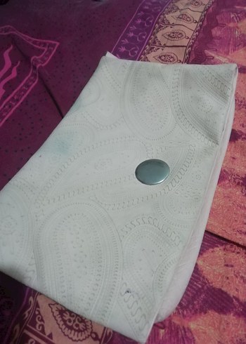 Düğmeli Beyaz Nakışlı Bohem Kadın Portföy Çanta, 40 TL - Görsel 9