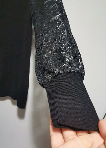 Waikiki marka Dantel,kollu, Siyah Triko Bluz, sıfır ürün,100 TL - Görsel 4