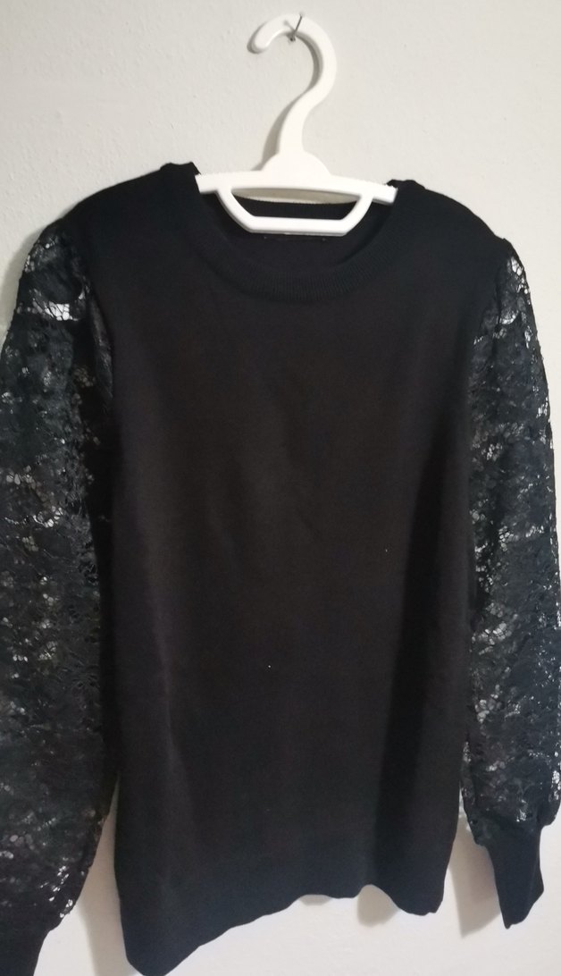 Waikiki marka Dantel,kollu, Siyah Triko Bluz, sıfır ürün,100 TL - Görsel 2