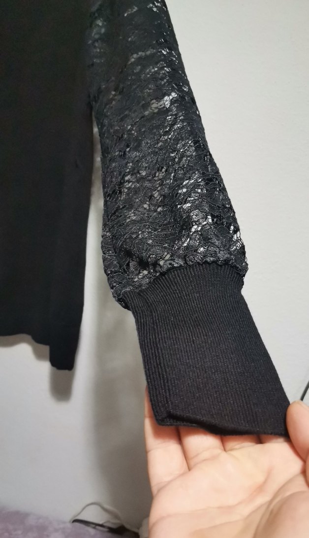 Waikiki marka Dantel,kollu, Siyah Triko Bluz, sıfır ürün,100 TL - Görsel 4