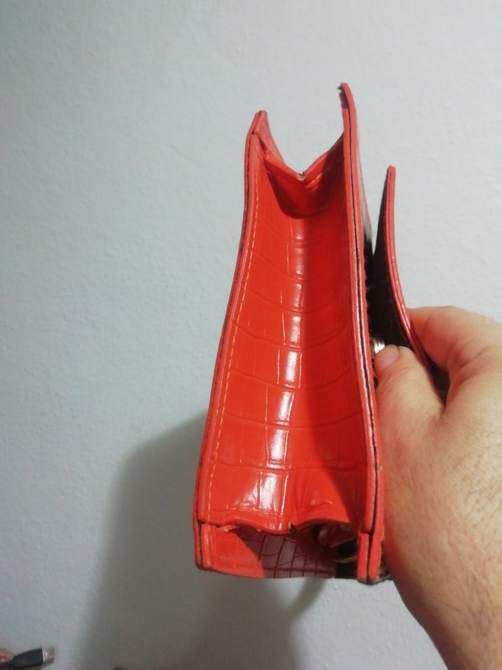 Parlak Kırmızı Deri Kadın  mini gece Çanta, sıfır ürün 65tl - Görsel 5