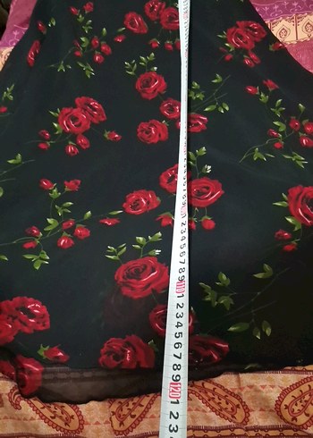 Çiçek Desenli V Yaka Uzun Elbise, astarlı tül kumaş 200tl - Görsel 11