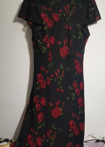 Çiçek Desenli V Yaka Uzun Elbise, astarlı tül kumaş 200tl - Görsel 9