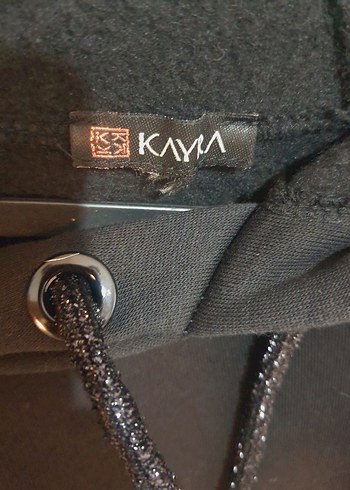 l Beden siyah Renk Düğmeli Siyah Kadın Sweatshirt