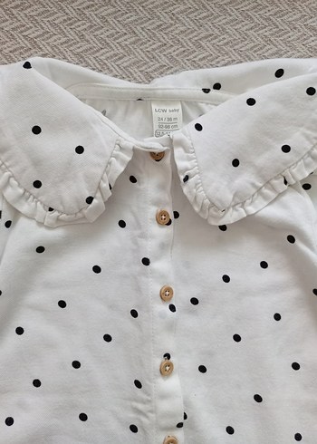 Puantiye Desenli Uzun Kollu Kız Gömlek - Görsel 2