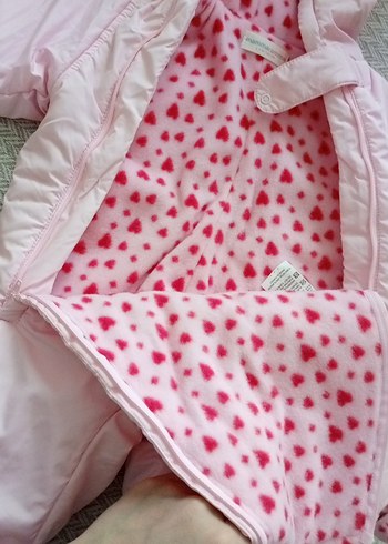 Pembe Nakışlı Bebek Mont Tulumu - Görsel 4