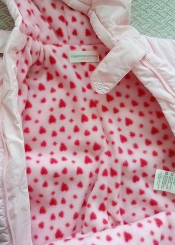 Pembe Nakışlı Bebek Mont Tulumu - Görsel 2