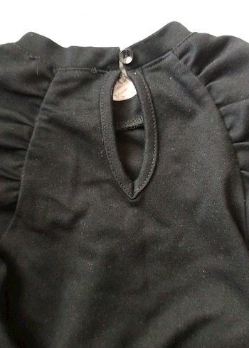 Kızlar için Siyah Uzun Kollu Payetli Goth Tişört - Görsel 3