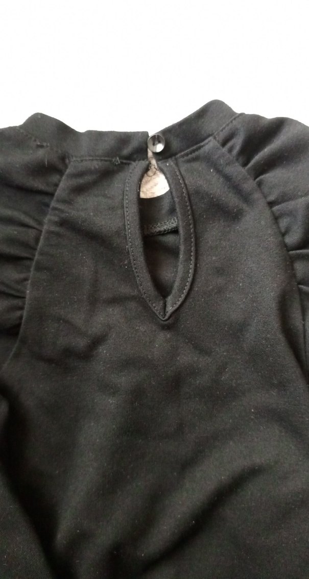 Kızlar için Siyah Uzun Kollu Payetli Goth Tişört - Görsel 3