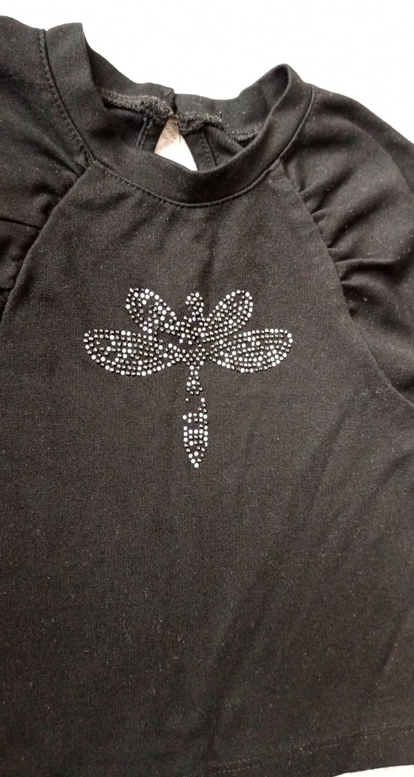 Kızlar için Siyah Uzun Kollu Payetli Goth Tişört - Görsel 2