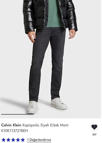 Calvin Klein Siyah Kapusonlu Sisme Mont