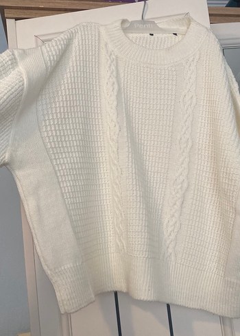 Beyaz Örgü Kadın Kazak - Görsel 2