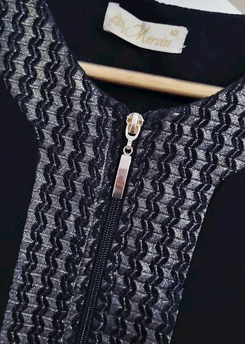 Nakışlı Lacivert Kadın Uzun Kol Elbise - Görsel 3