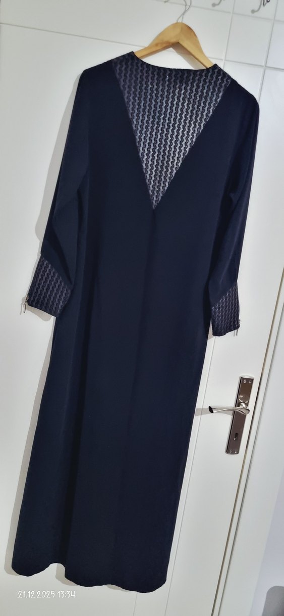 Nakışlı Lacivert Kadın Uzun Kol Elbise - Görsel 4