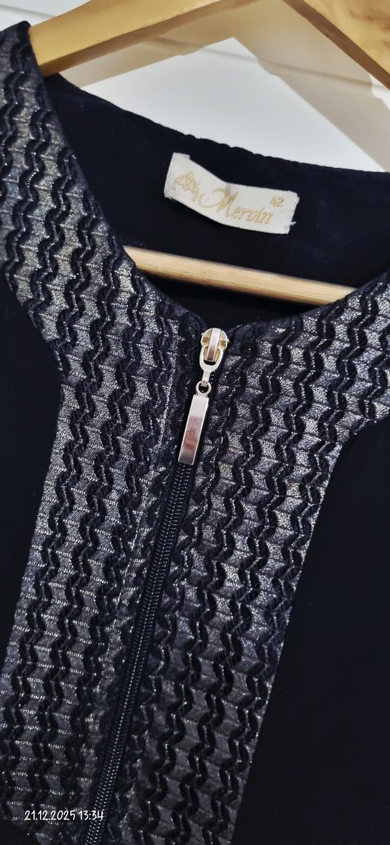 Nakışlı Lacivert Kadın Uzun Kol Elbise - Görsel 3