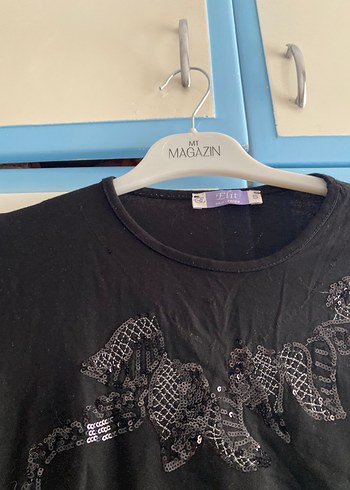 Payet Detaylı Siyah Uzun Kollu Hamile Bluzu - Görsel 3