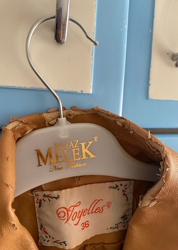 Bej Deri Kadın Ceket - Görsel 8